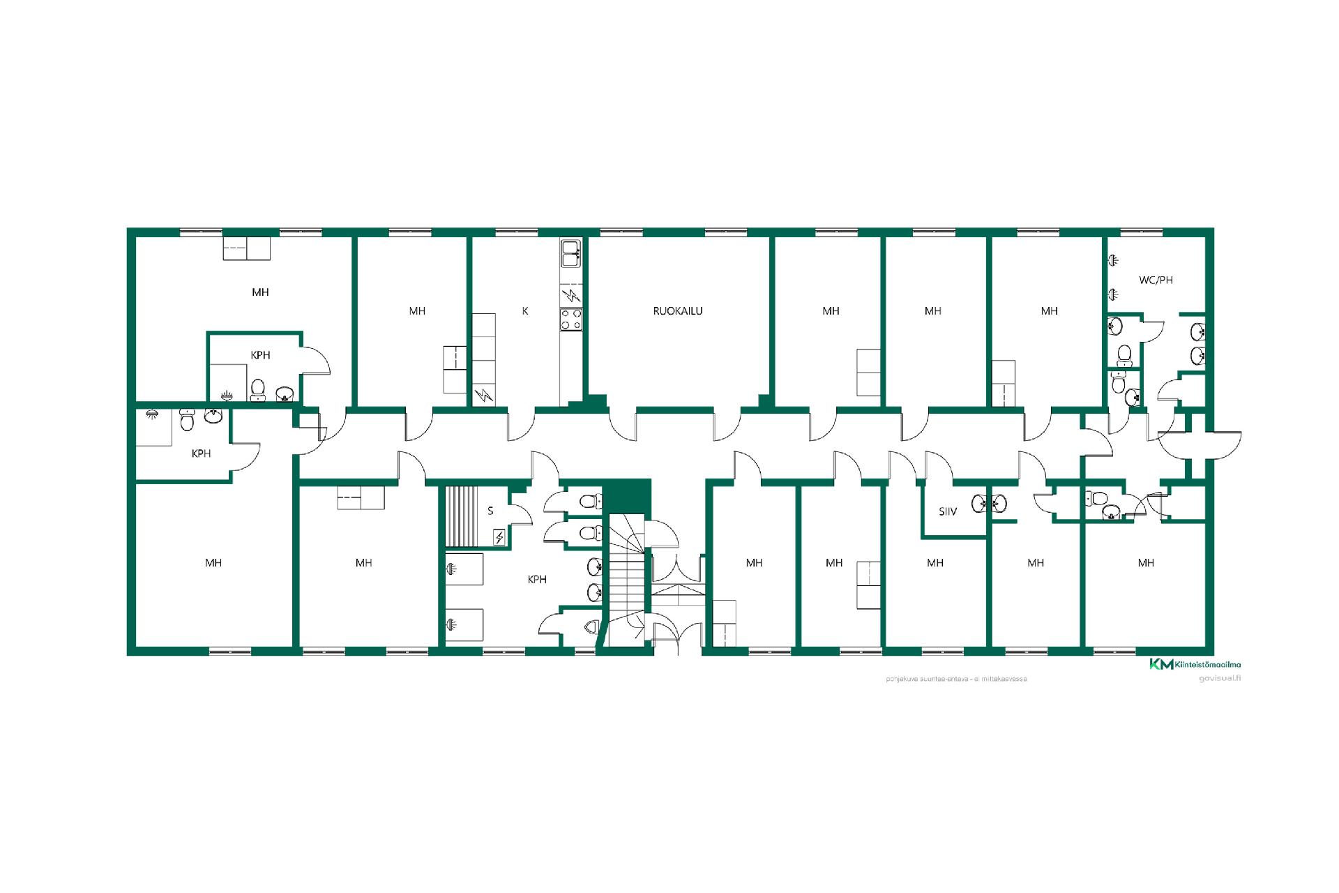 Majoitusrakennuksen pohjakuva