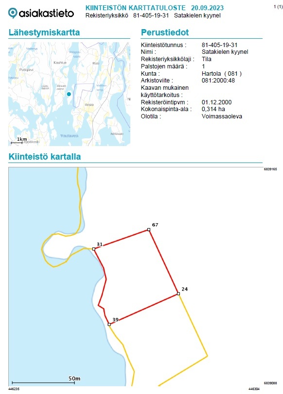 Tahvastensalo tontti, Kirkkola, Hartola
