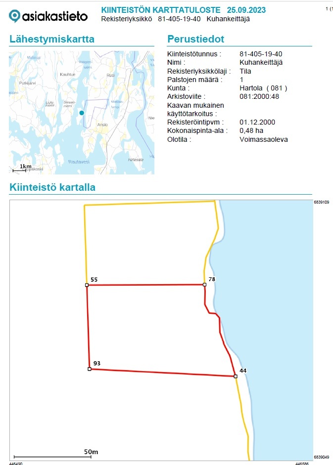 Tahvastensalo tontti, Kirkkola, Hartola