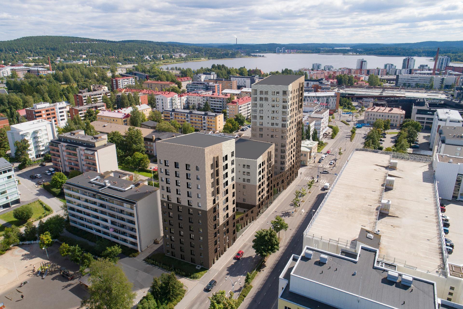 Havainnekuva koko korttelin laidalta