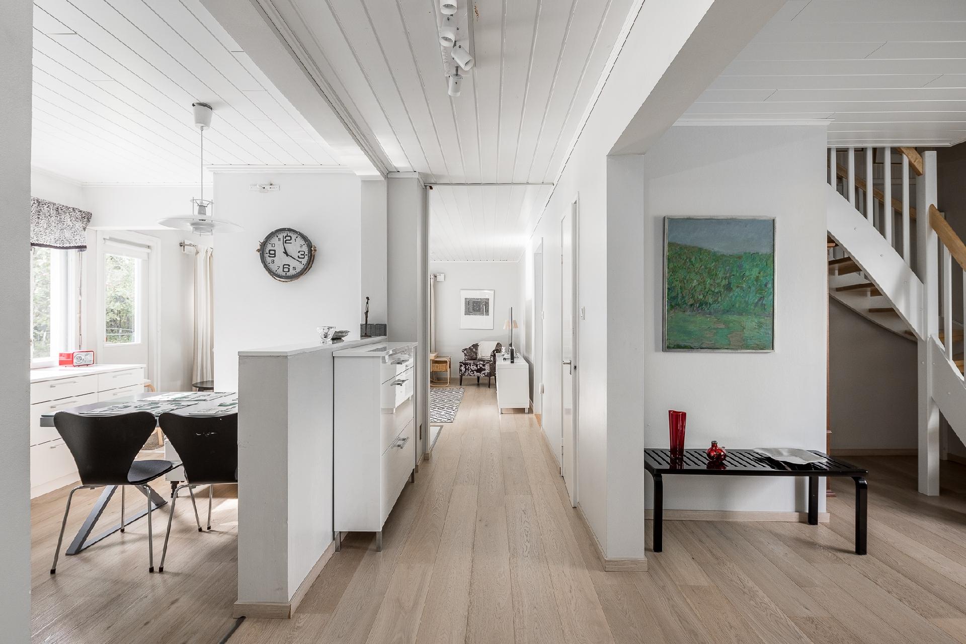 Näkymä keittiön ja olohuoneen suuntaan