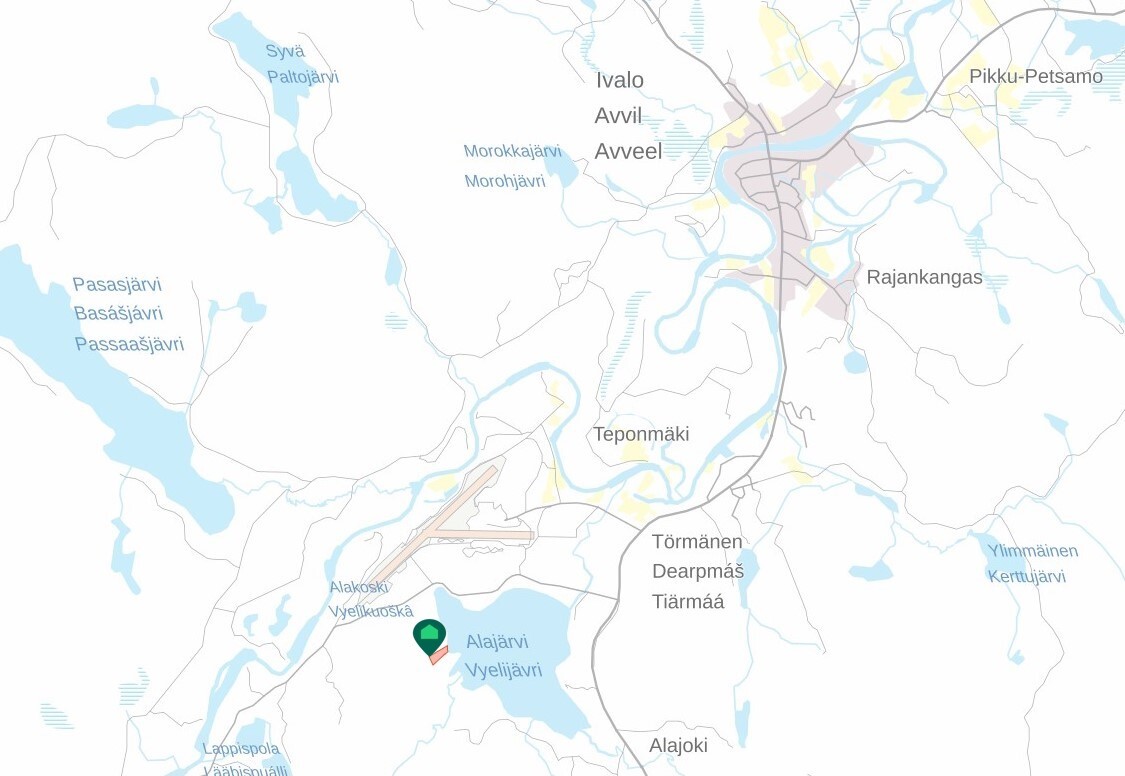 Sijanti lähellä Ivalon kylän palveluita ja lentokenttää, Saariselälle alle 30min ajomatka.
