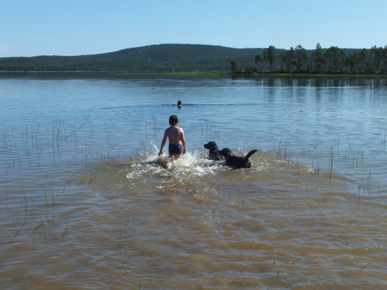 Hiekkapohjainen ranta on matala ja turvallinen lapsille.