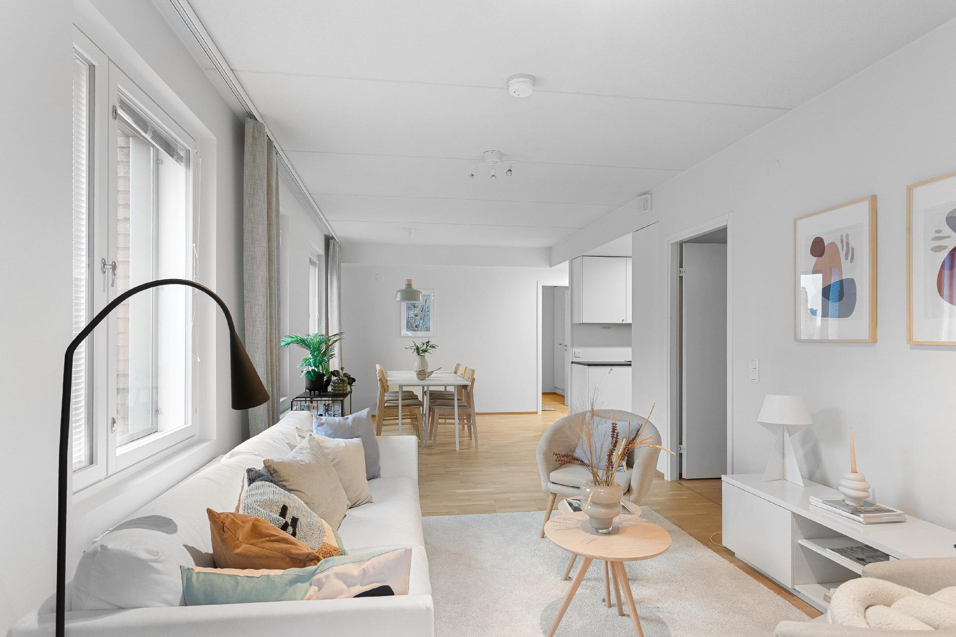 Havainnekuva taloyhtiön toisesta kalustetusta 3h k -asunnosta