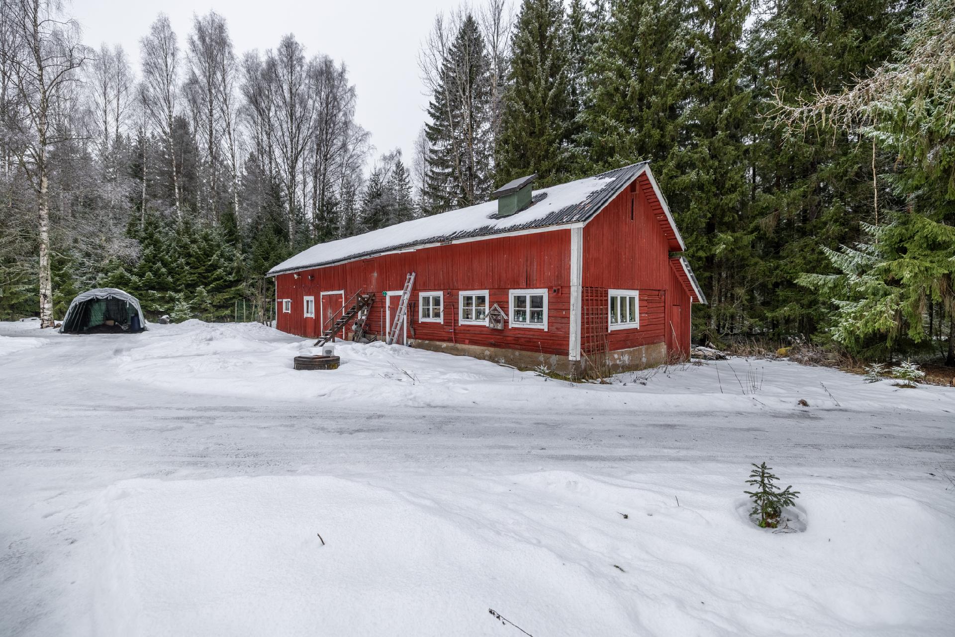 Vanha navetta. Navetan päädyssä kanala