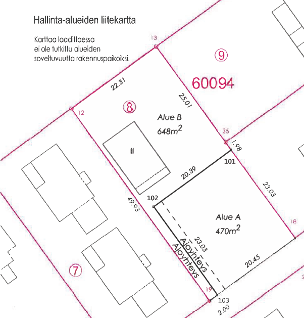 Myydään määräosa, alue A (hallinnajakosopimuskartta)
