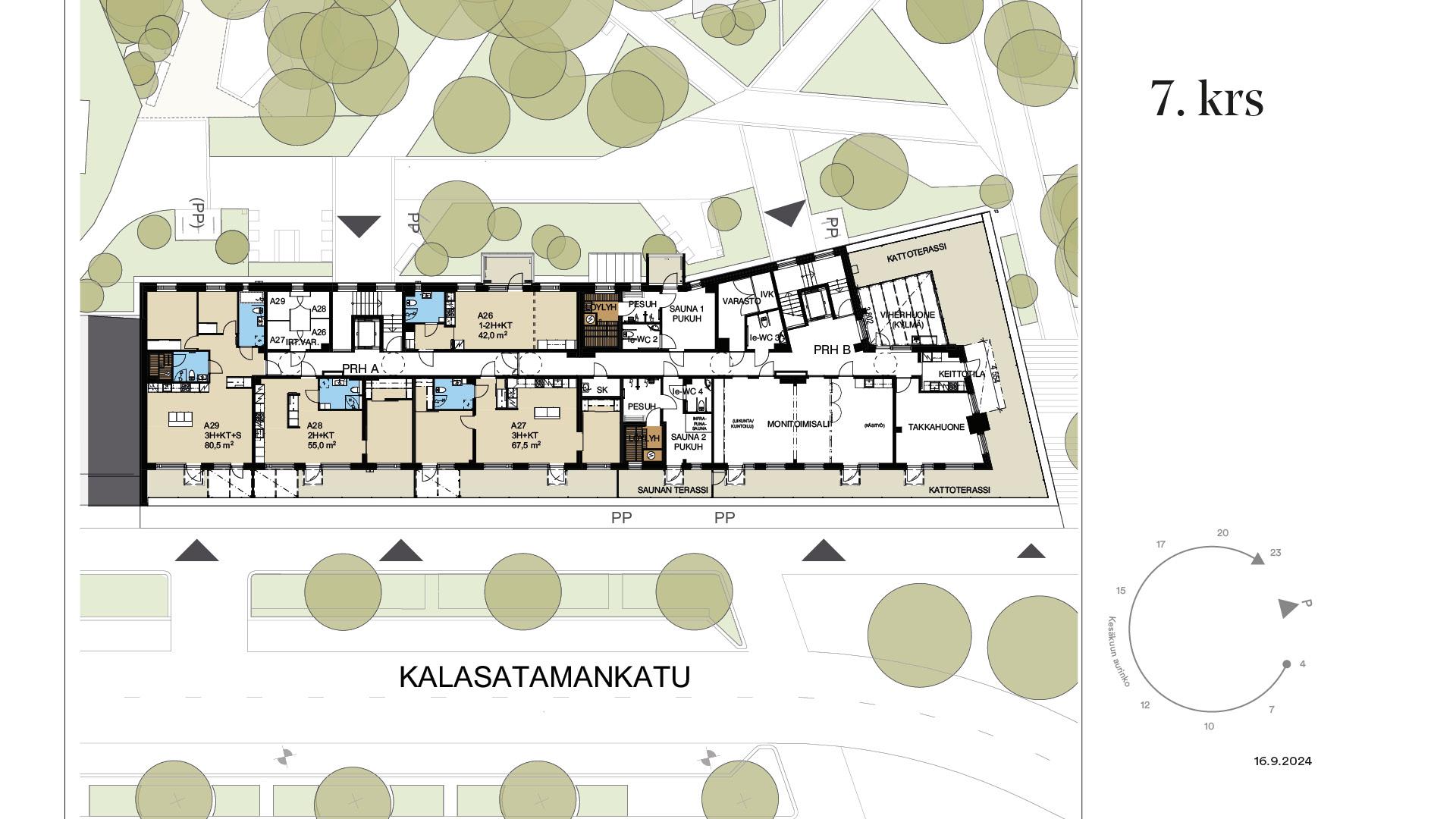 Kerrospohja 7. krs ja yhteiset tilat