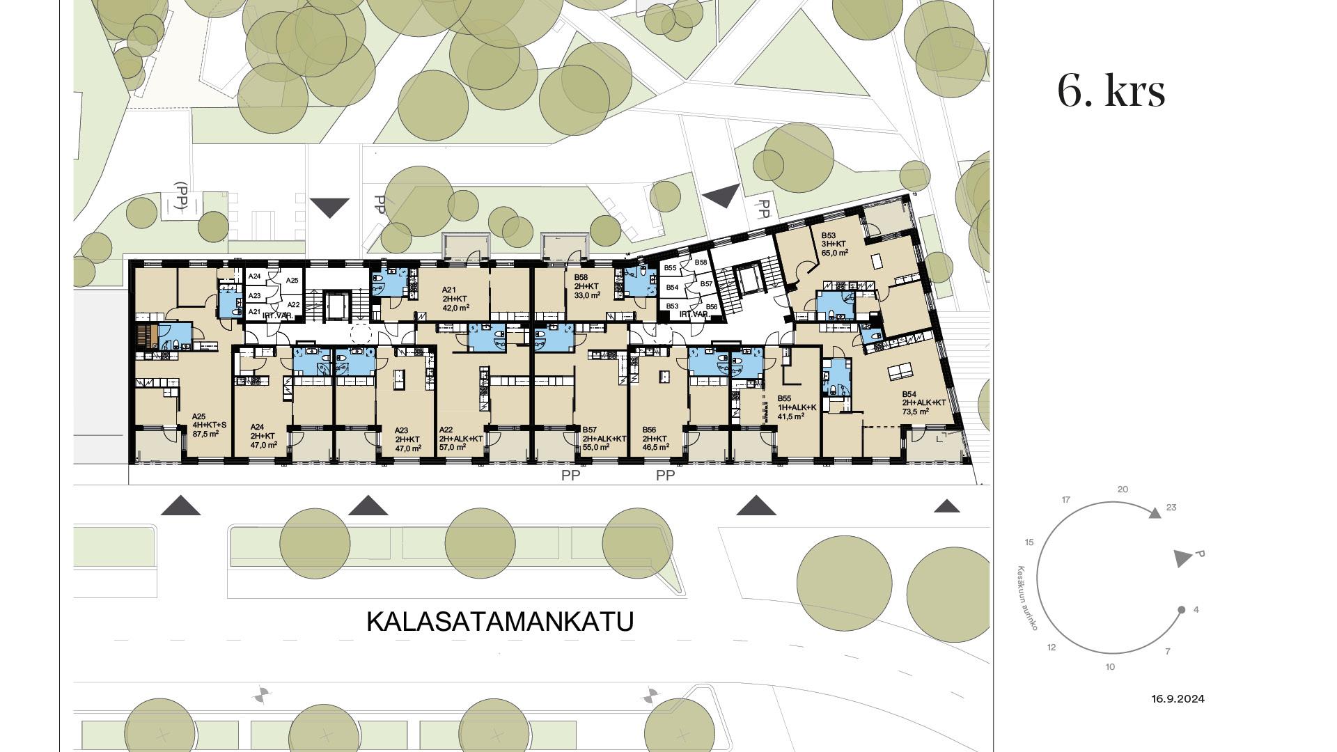 Kerrospohja huoneiston sijainti 6. krs