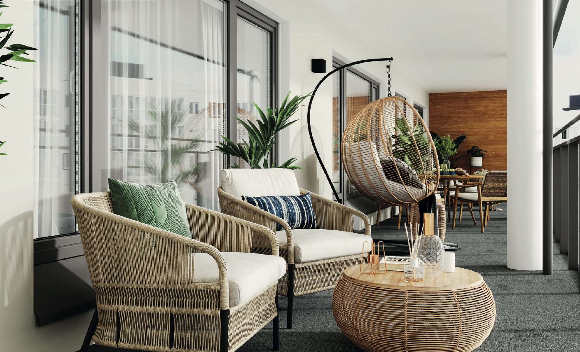 Lasitettu terassiparveke, havainnekuva