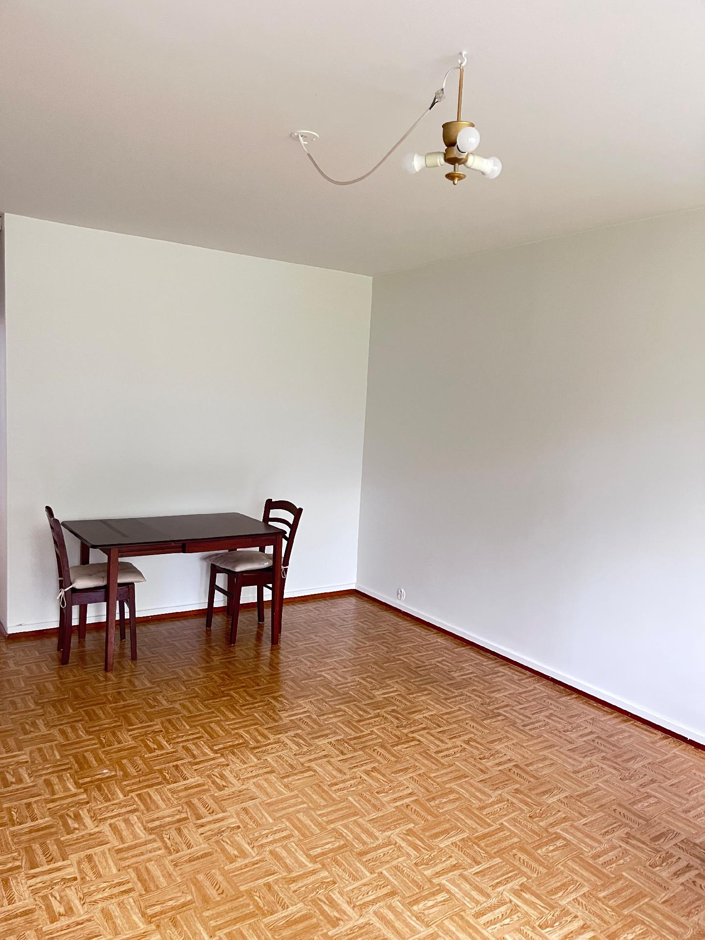 olohuoneen seinät ja katto maalattu