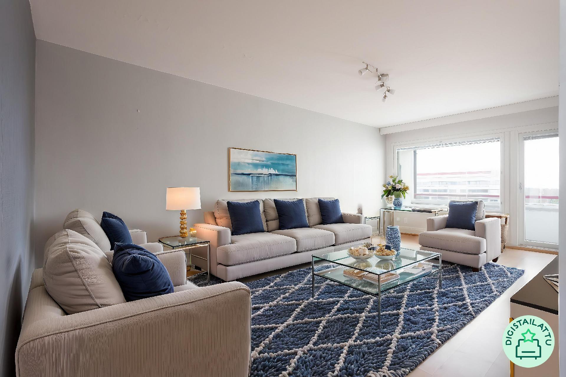 Valoisa olohuone - Digi-stailattu