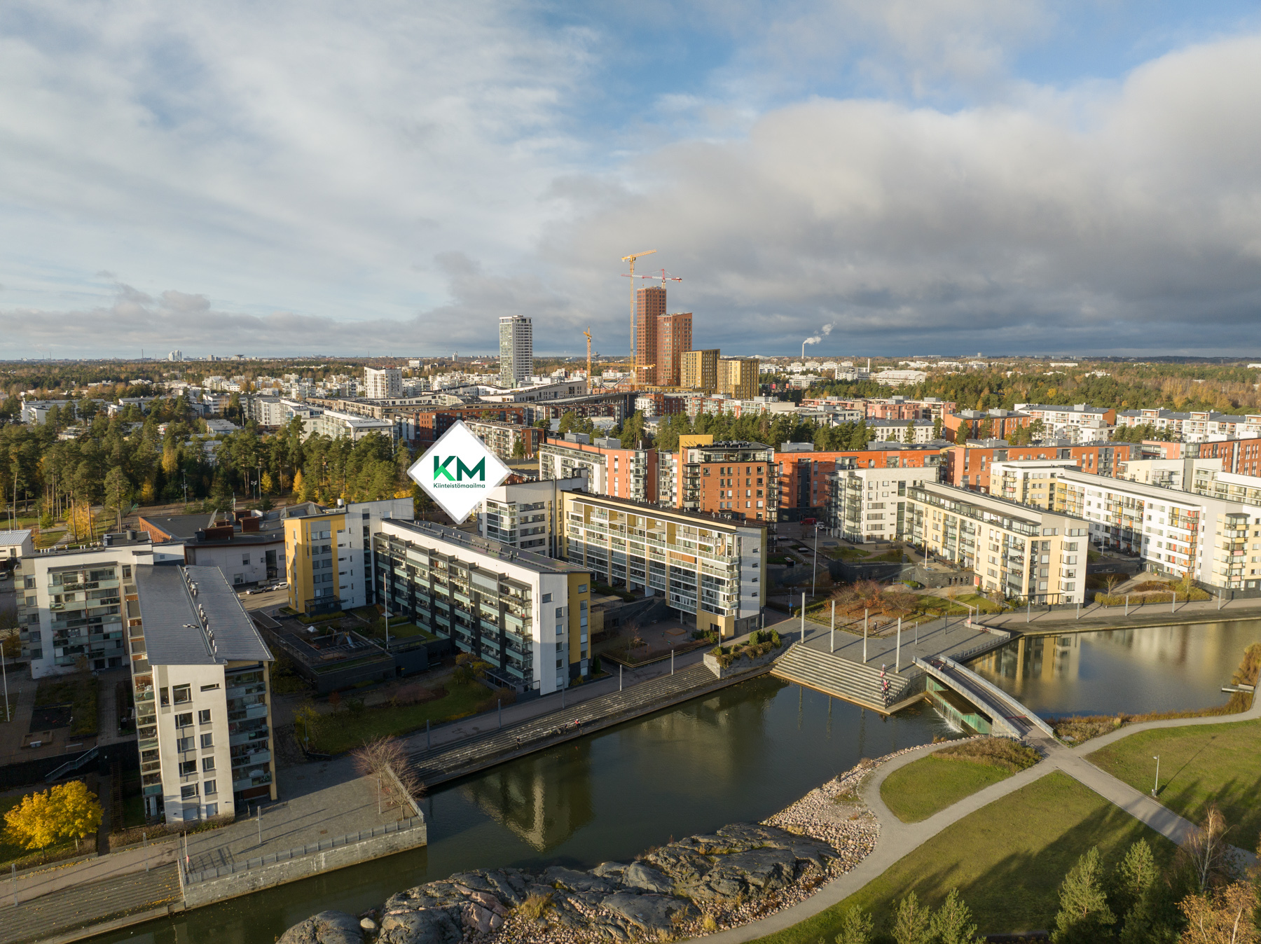 Näkymää ja ympäristöä ilmasta, vehreään vuoden aikaan (vuodenaikakuva)