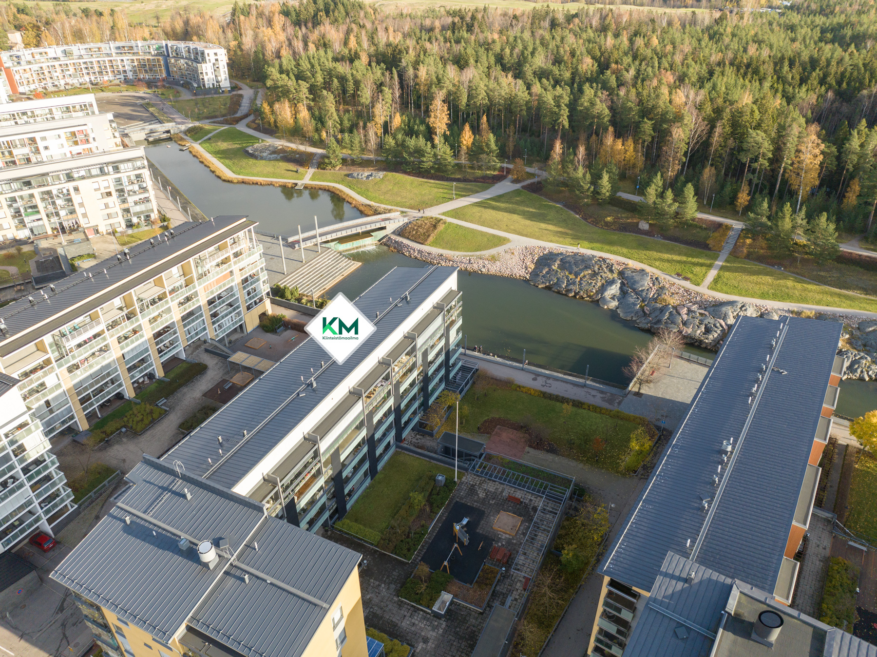 Näkymää ilmasta, vehreään vuoden aikaan (vuodenaikakuva)