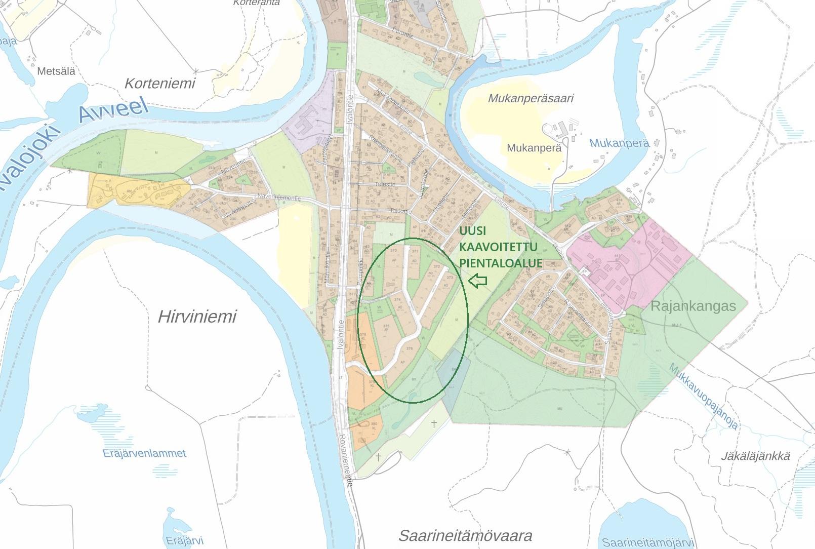 Uusi pientalojen asuinalue kaavoitettu.