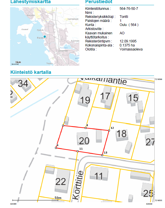 Korttitie 20, Länsi-Patela, Oulu