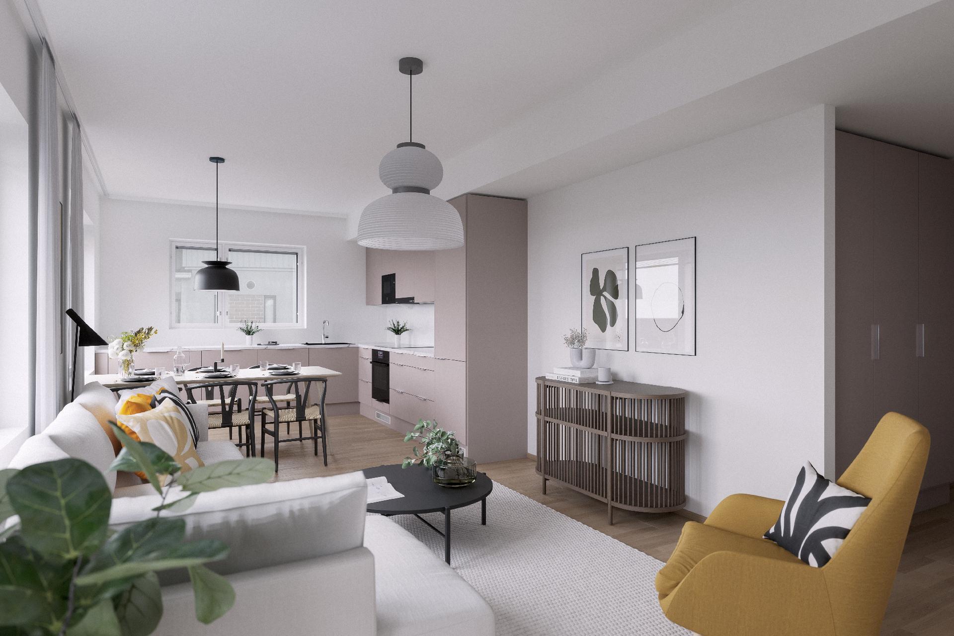 C 23 huoneiston visualisointikuva.