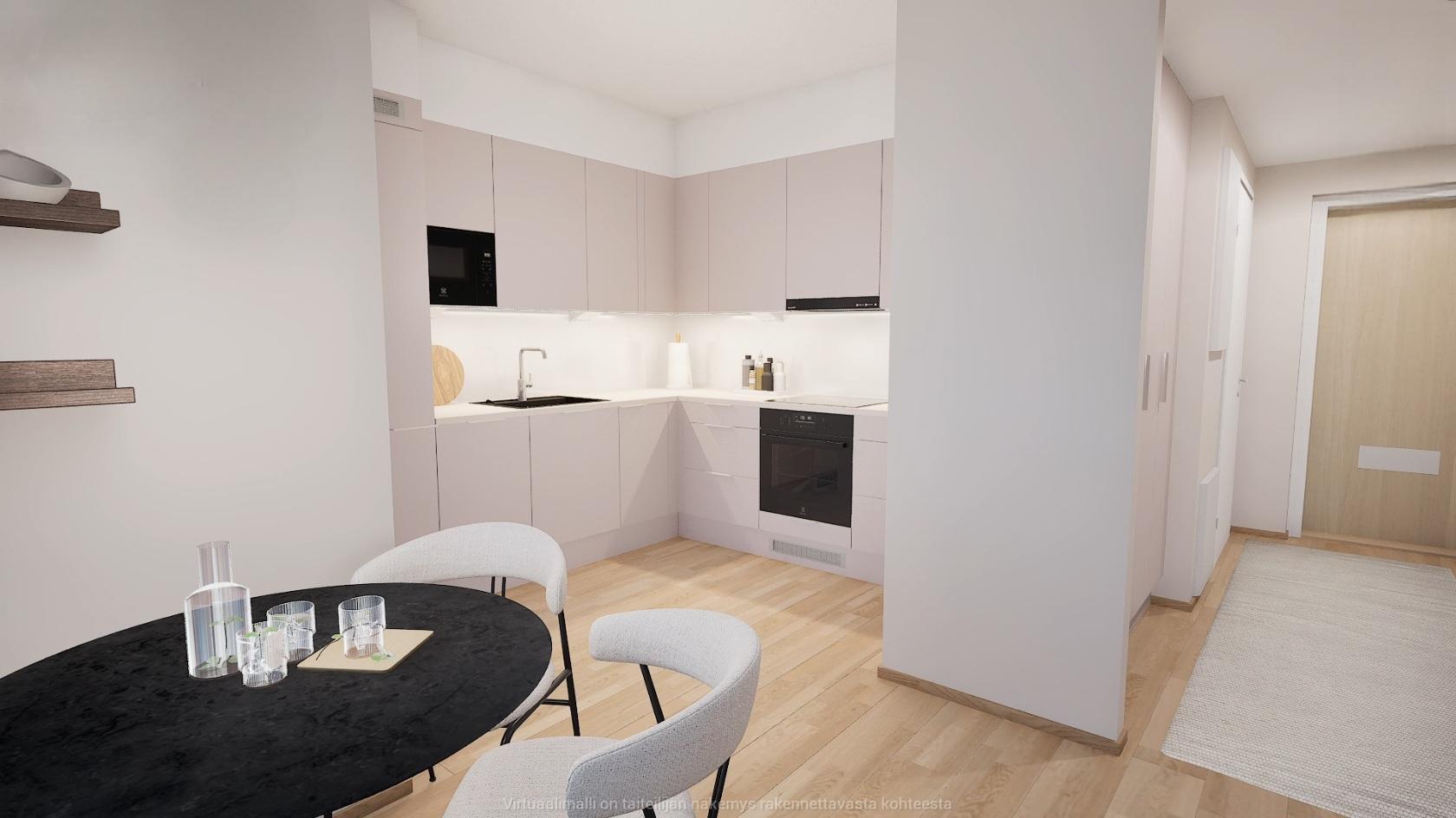 Visualisointikuva B 16 asunnosta.