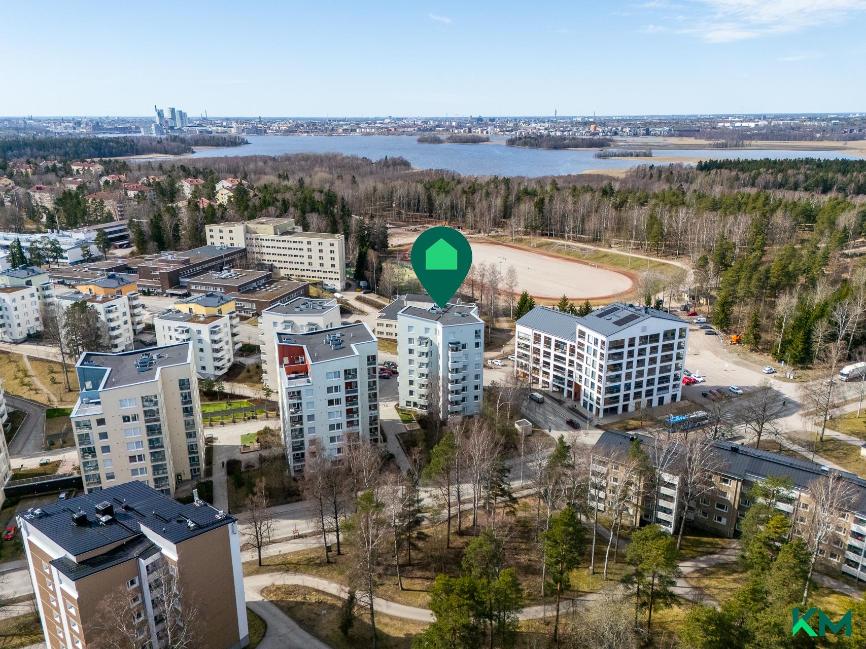 Talo merkittynä ilmakuvaan