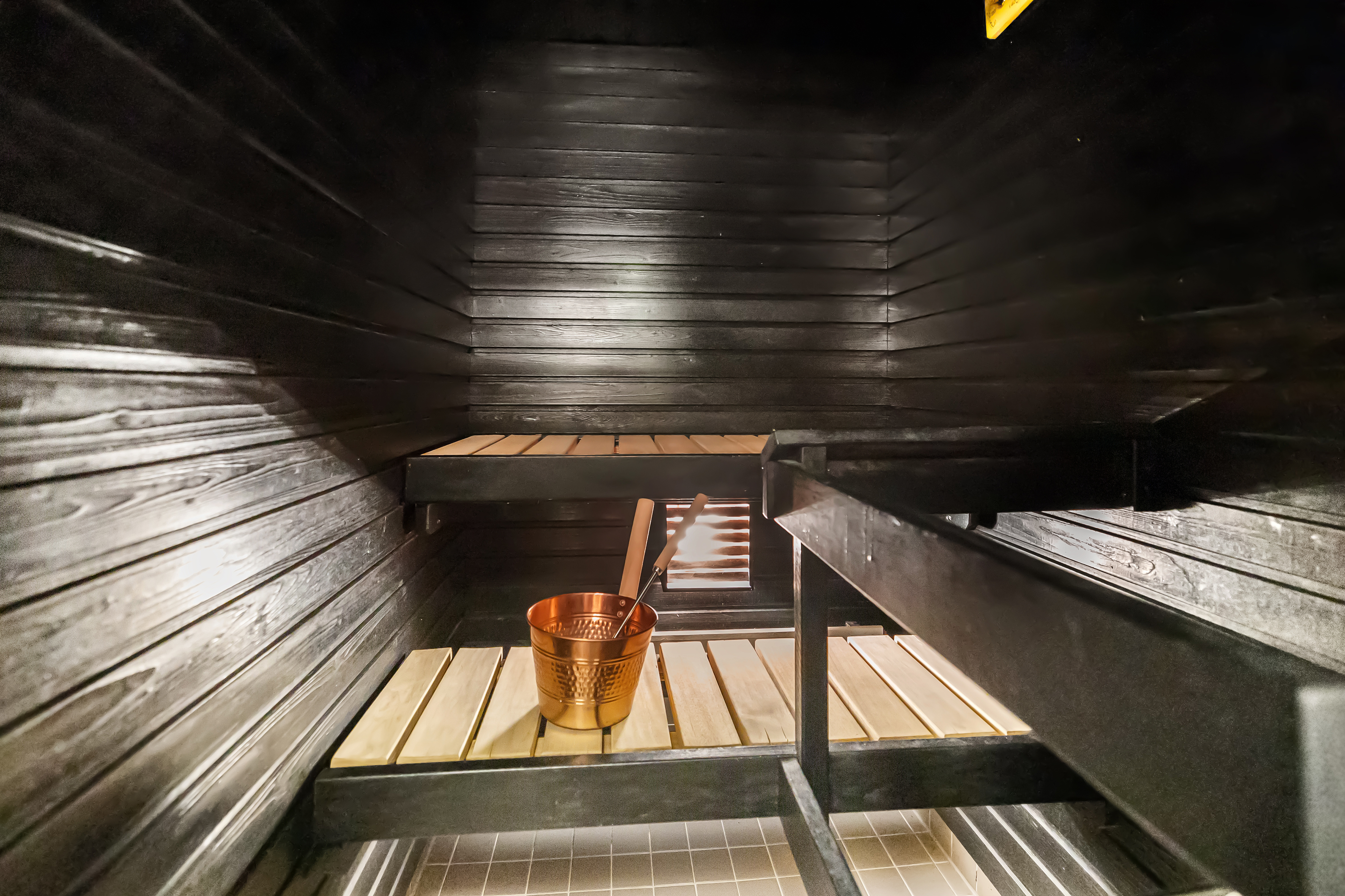 Tunnelmallinen tumma sauna