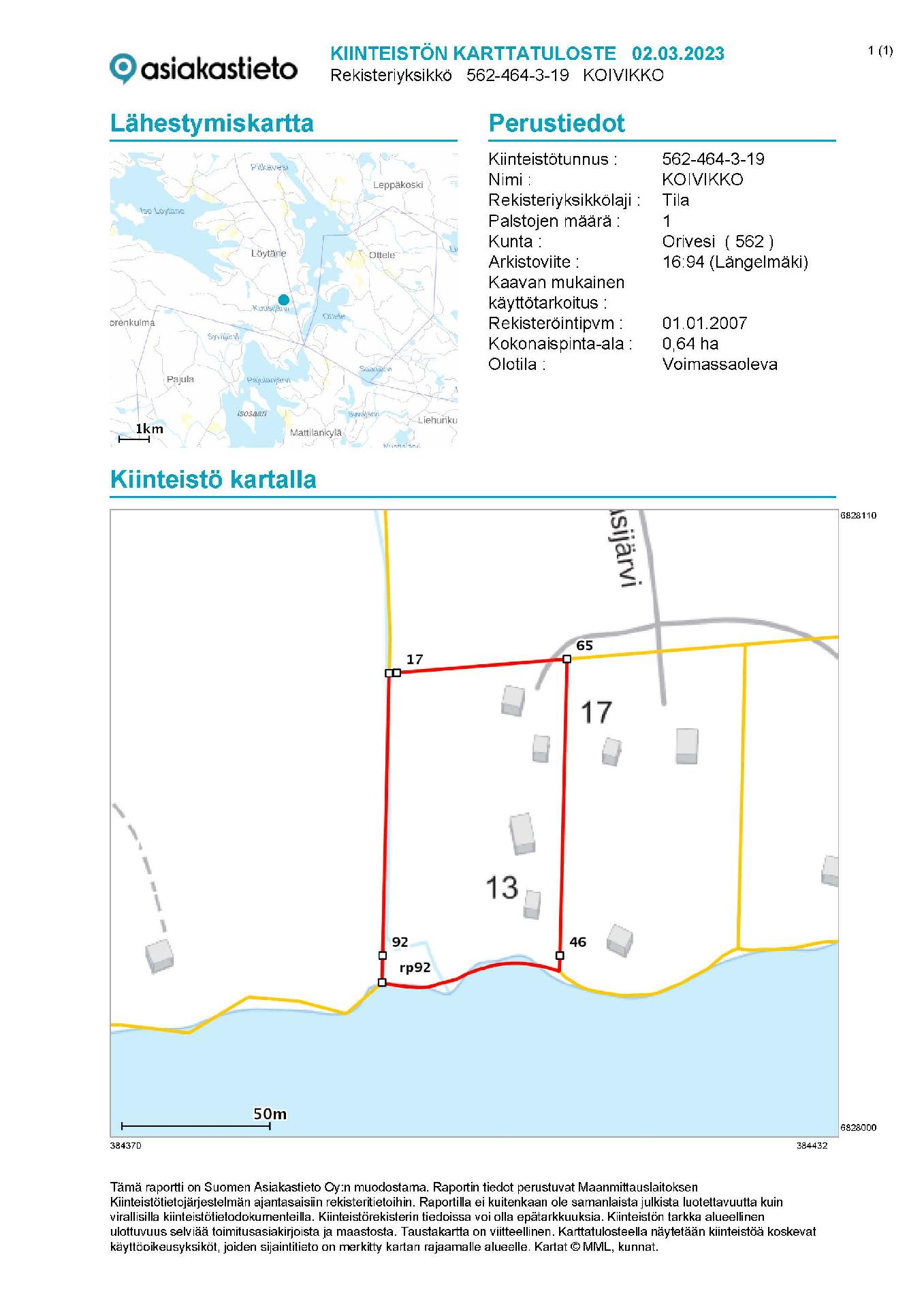 Kuusijärvi 13, Löytäne, Orivesi