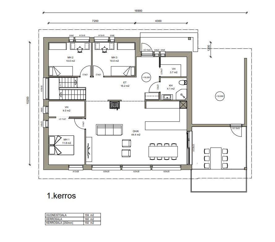 Arkkitehdin suunnitelma asuintiloista
