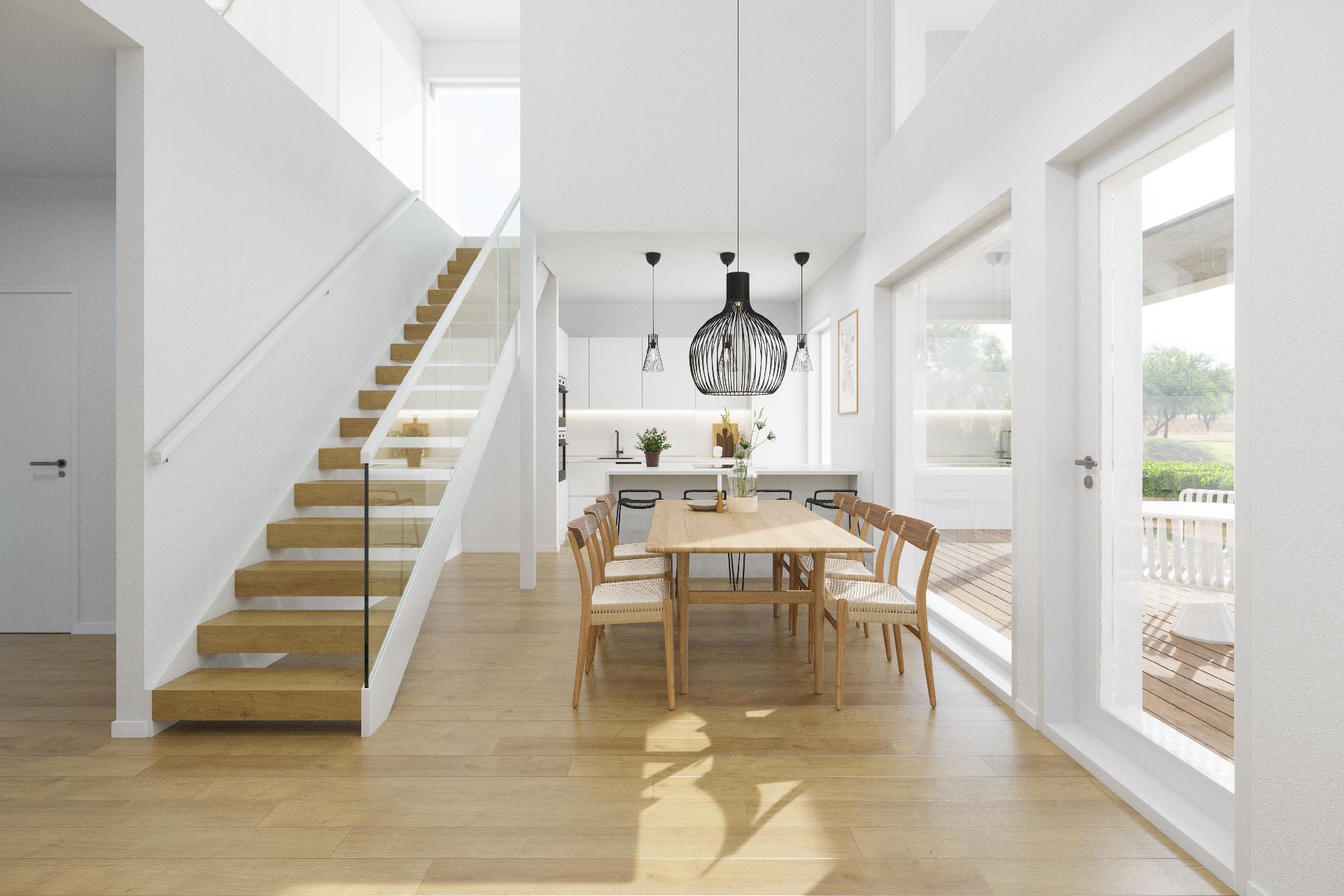 Ruokailutilassa on korkeaa tilaa