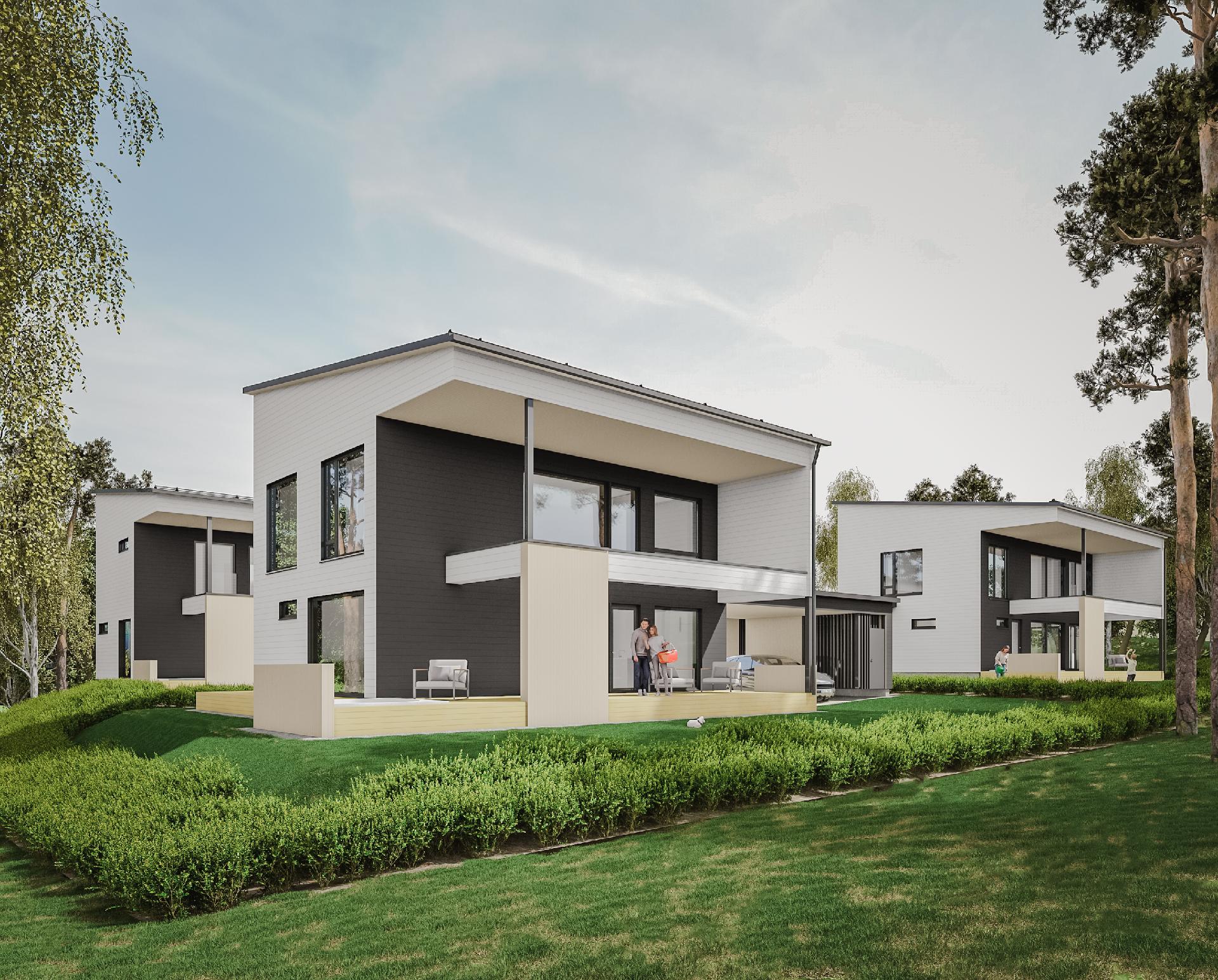 Kuvassa talot C (vasemmalla) ja B (oikealla)