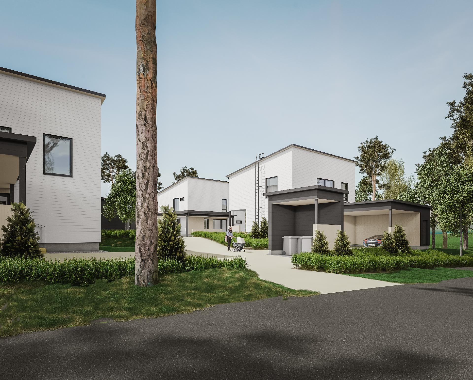 Moderni ja huoliteltu neljän talon kokonaisuus