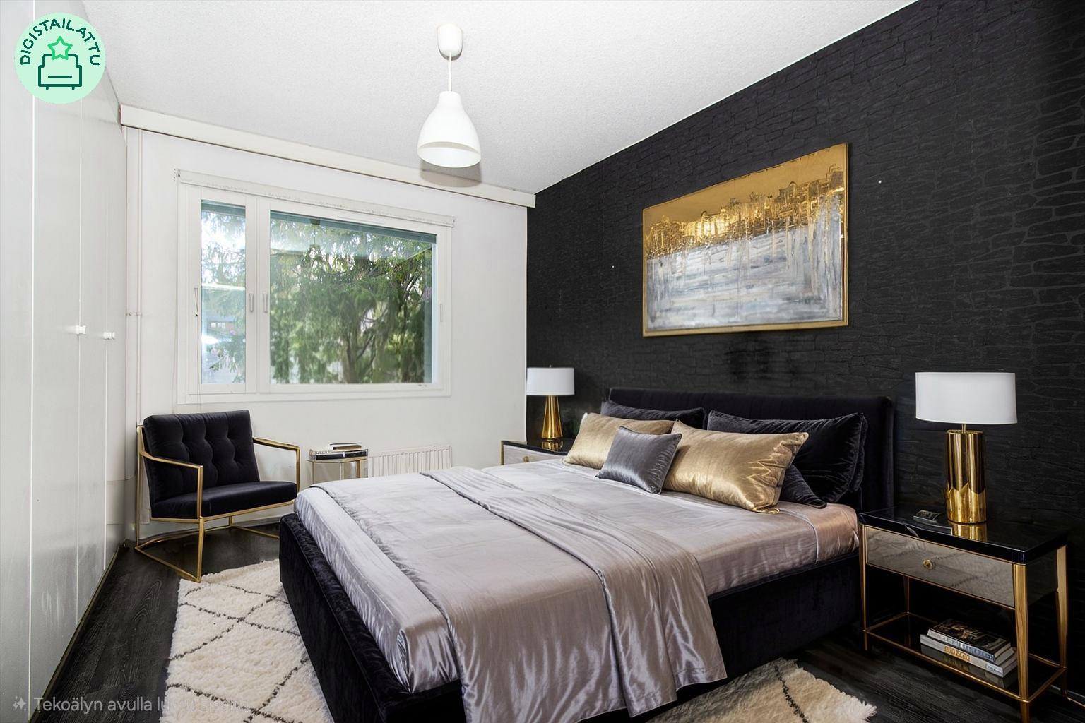 Digistailattu kuva makuuhuoneesta.