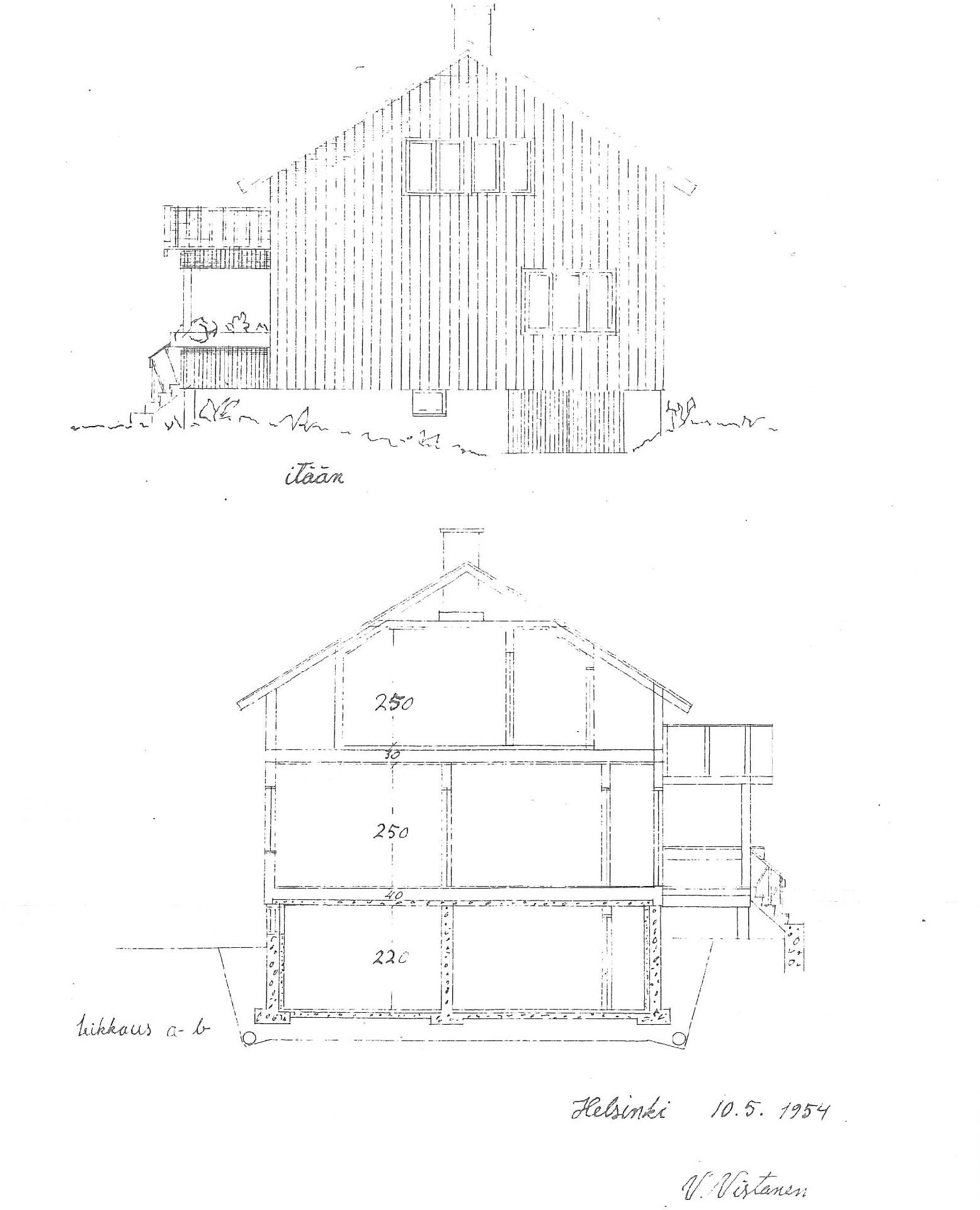 Poikkileikkauspiirros 1954