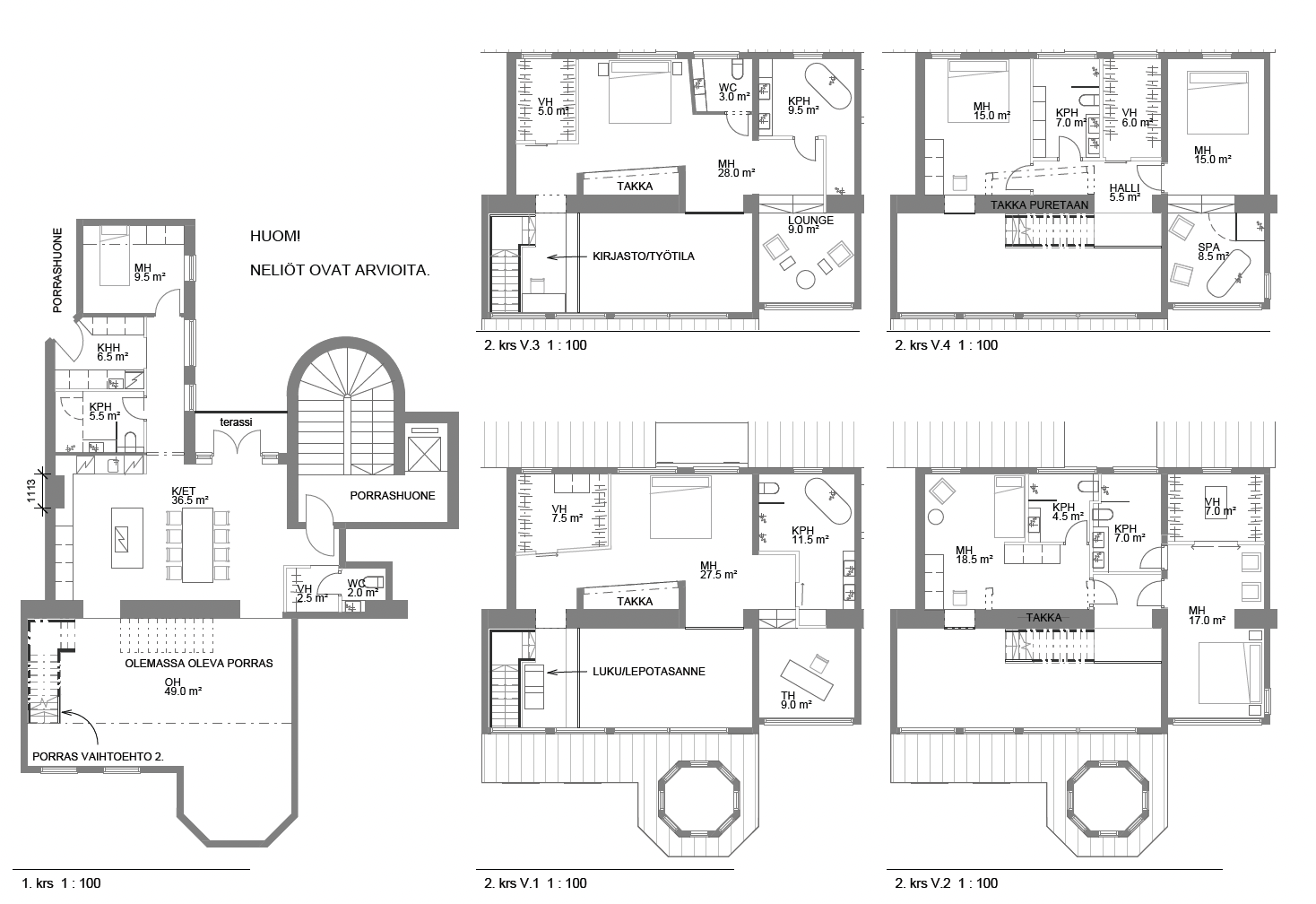 Arkkitehdin visiot asunnon vaihtoehtoiselle pohjakuvalle!