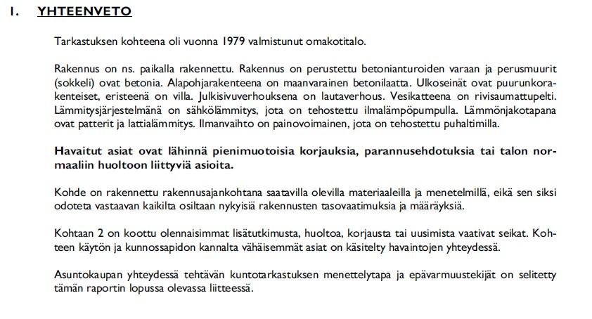 Yhteenveto 2025 kuntotarkastusraportista