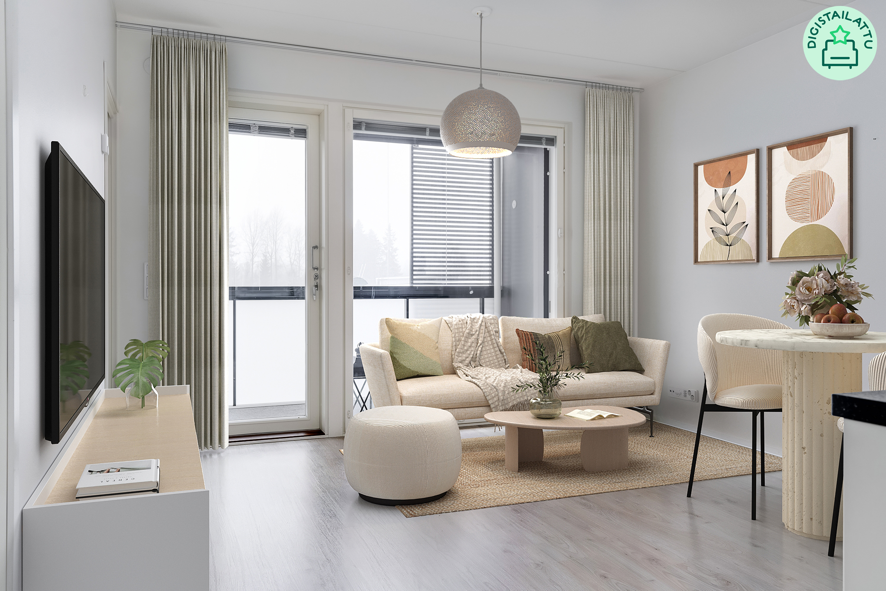 Digistailattu olohuone