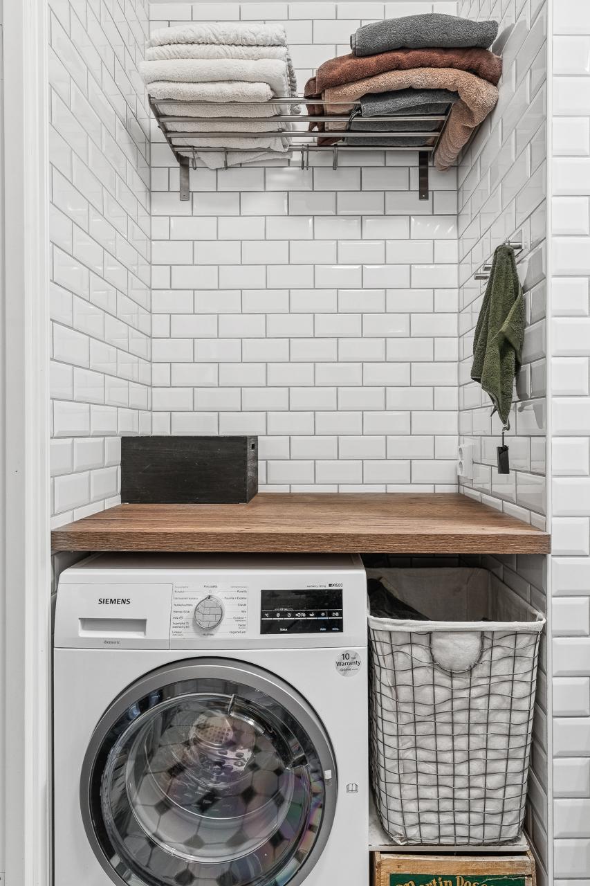 Kylpyhuoneen pesukonenurkka