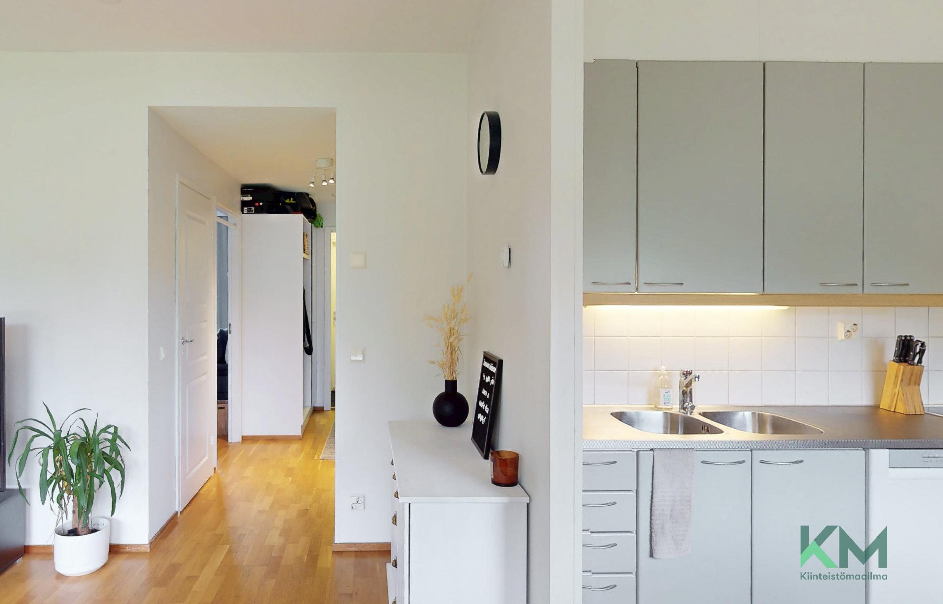 Asunnossa on parkettilattiat ja kaikki seinät on maalattu.