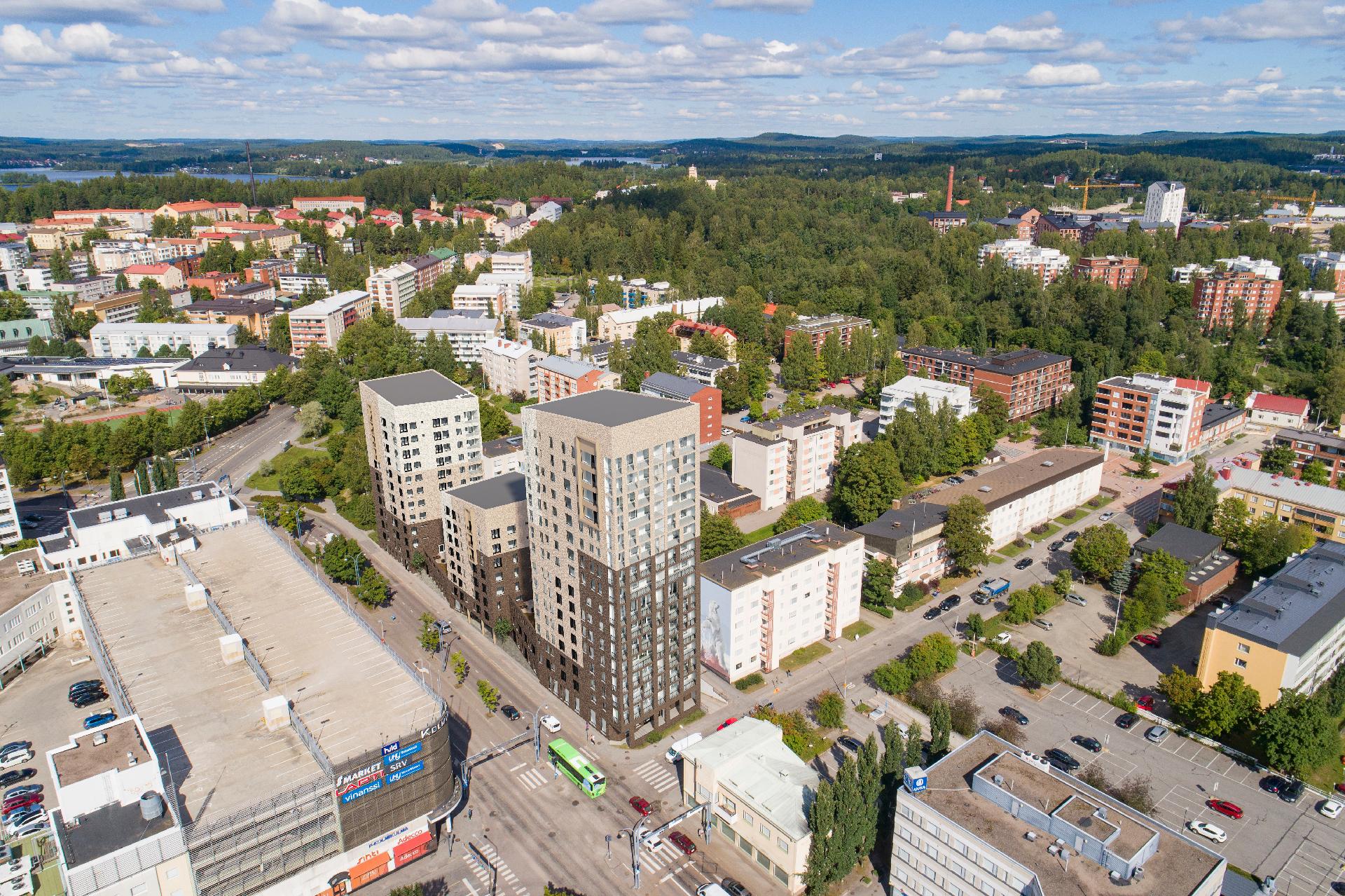 Havainnekuva koko korttelin laidalta