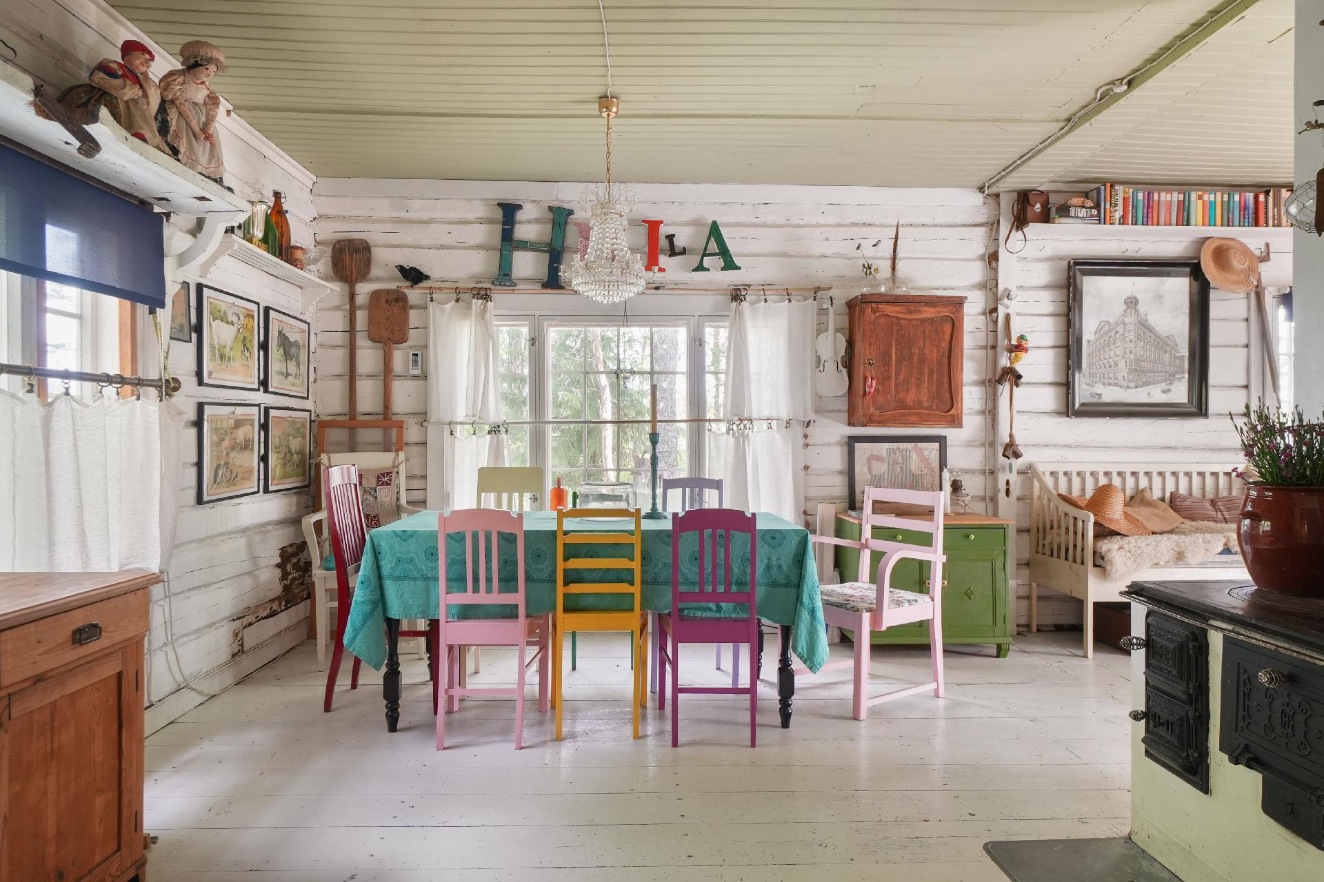 Huvilan sydän on tupakeittiö liesineen.