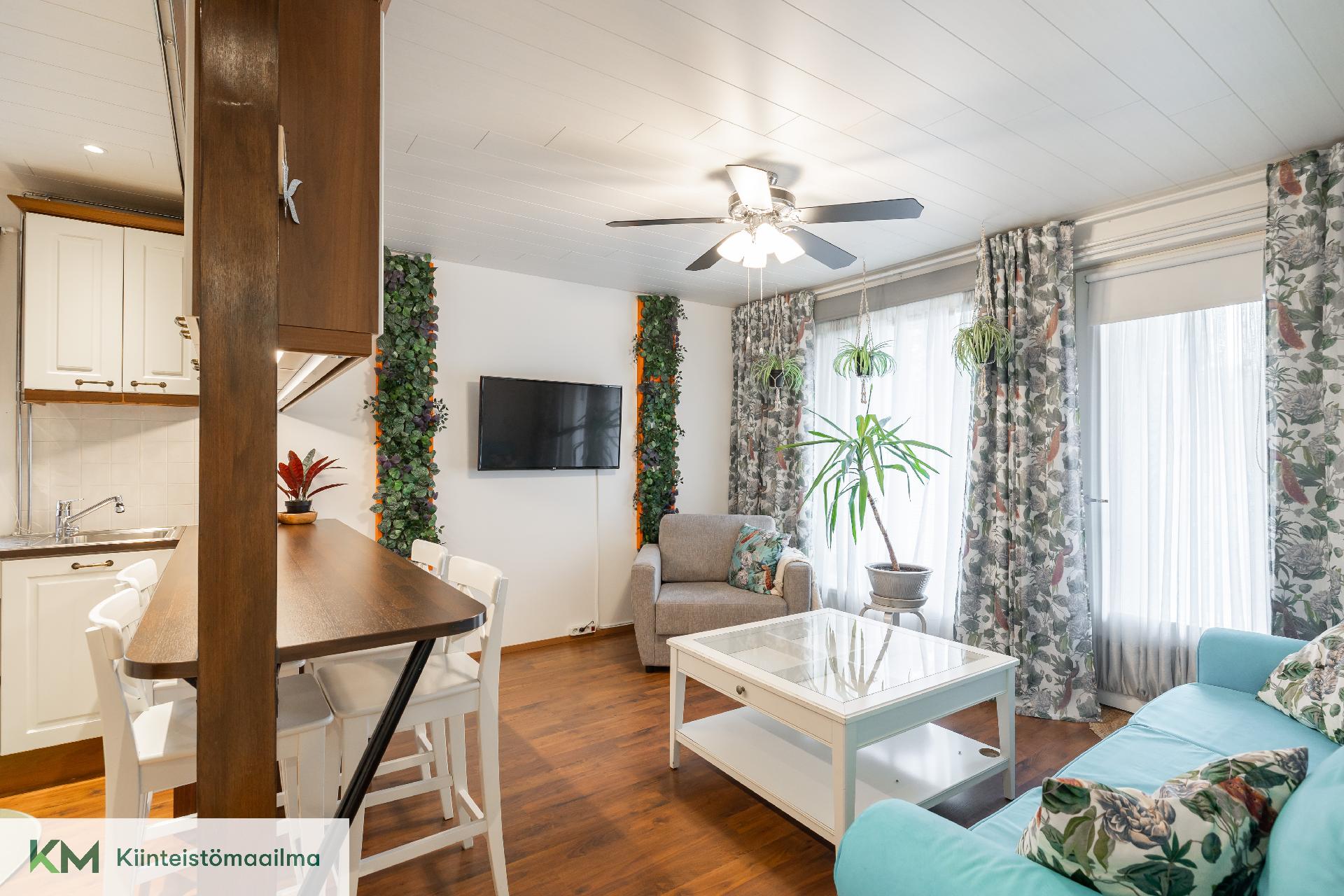 Pienemmän asunnon tupakeittiötä