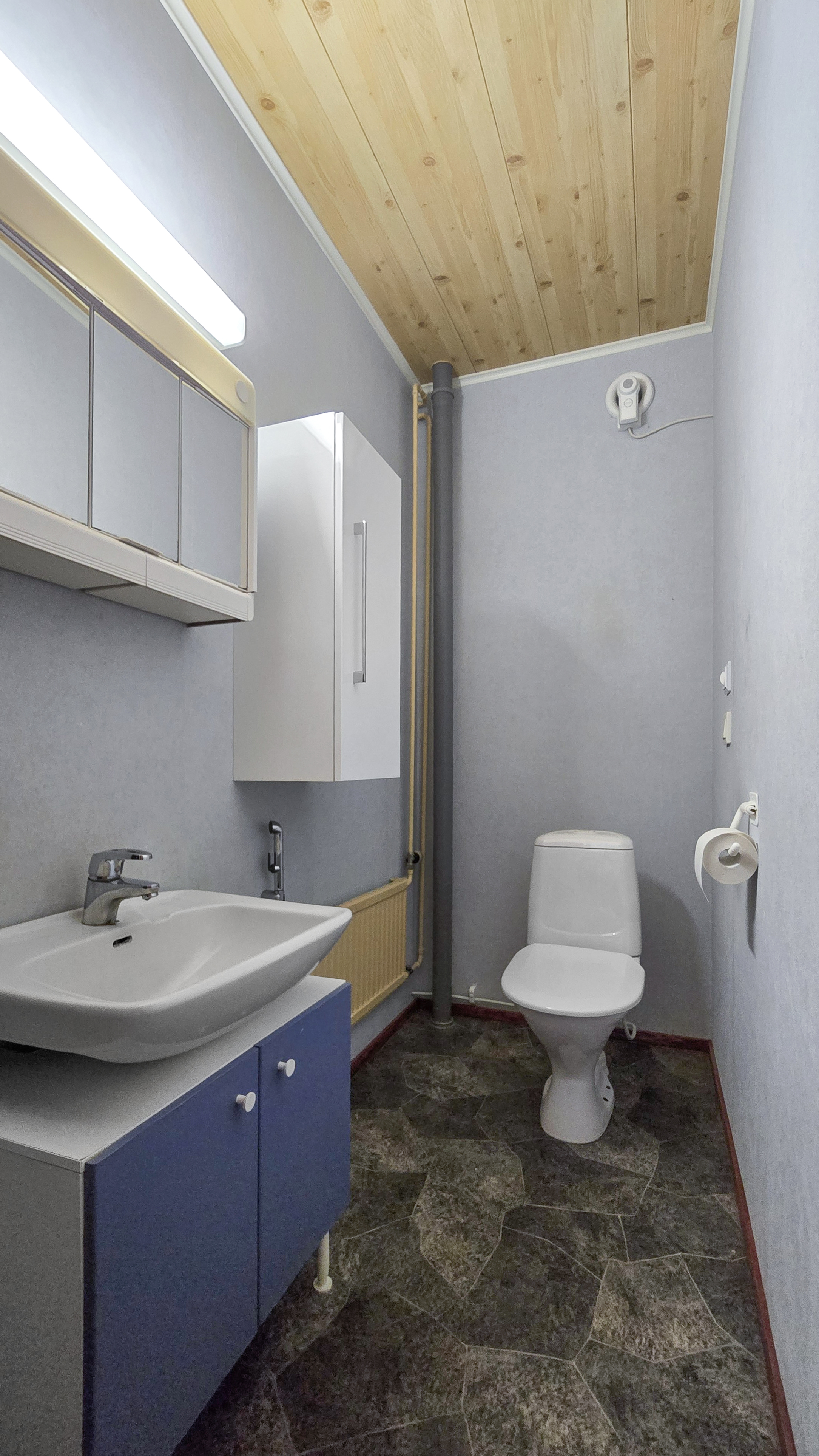 Erillinen wc käytävän päässä