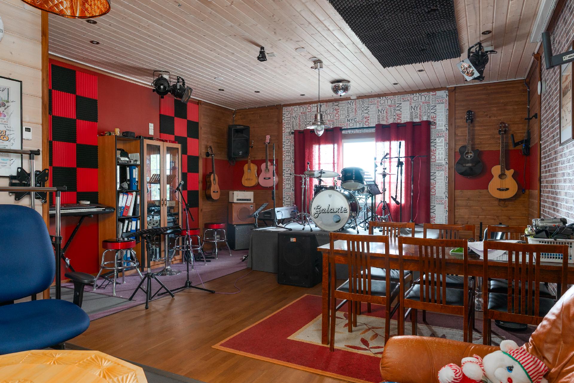 Autotallin yläkerran harrastehuone