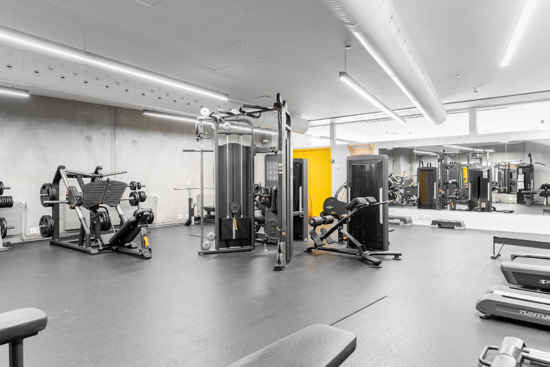 Asukkaiden käytössä on kuntosali.