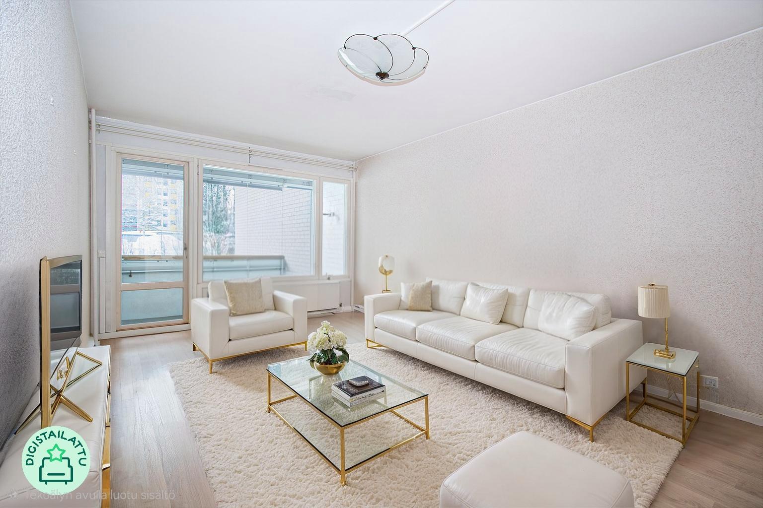 Digistailattu kuva olohuoneesta.