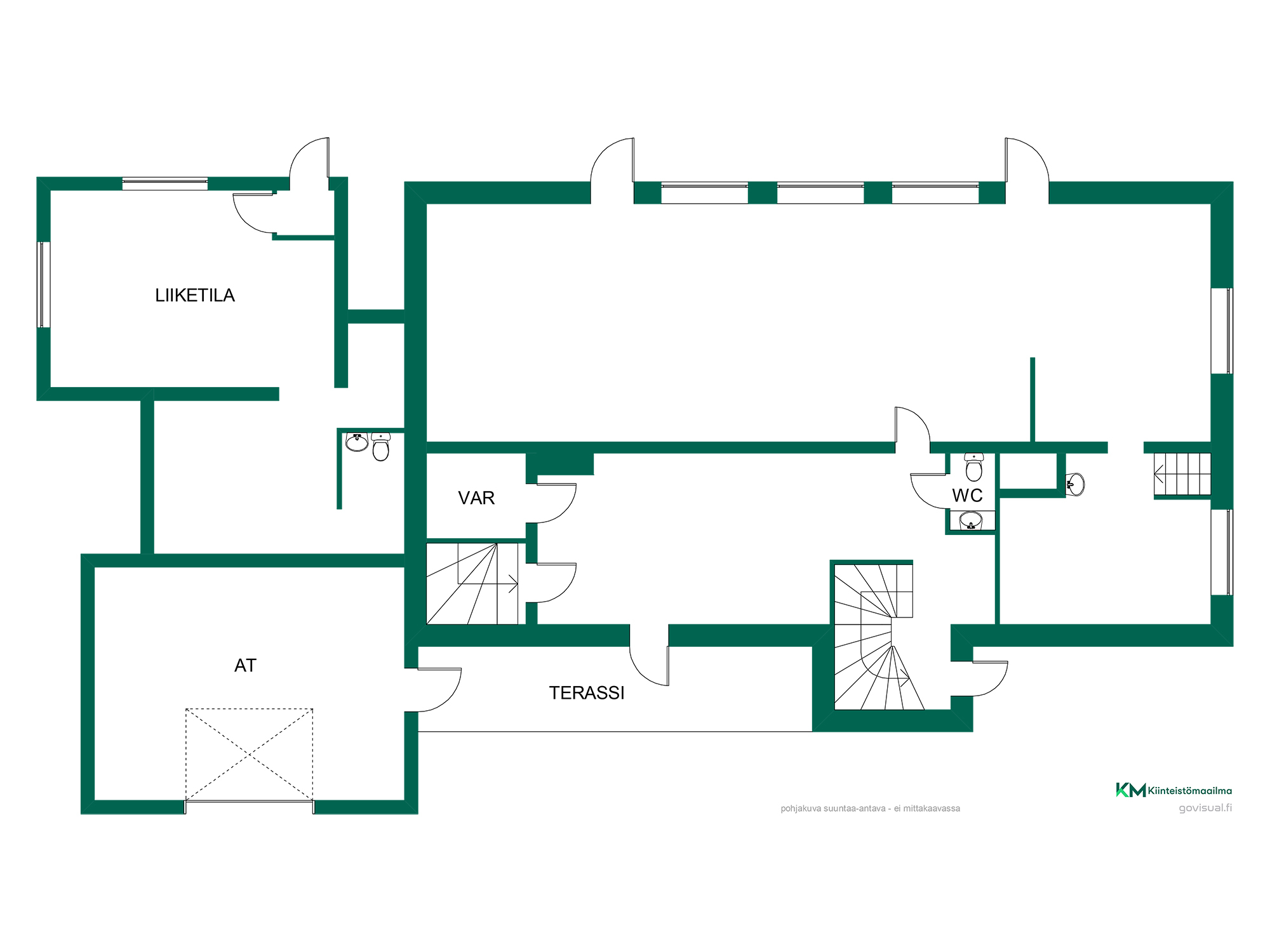 Liiketilat ja autotali katutaso