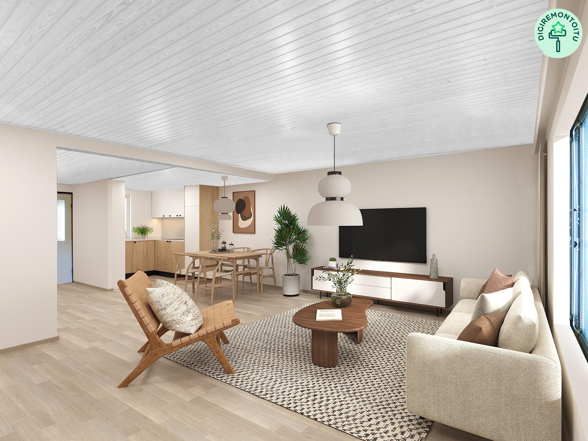 Kuvassa tilat ovat virtuaalisesti remontoitu.