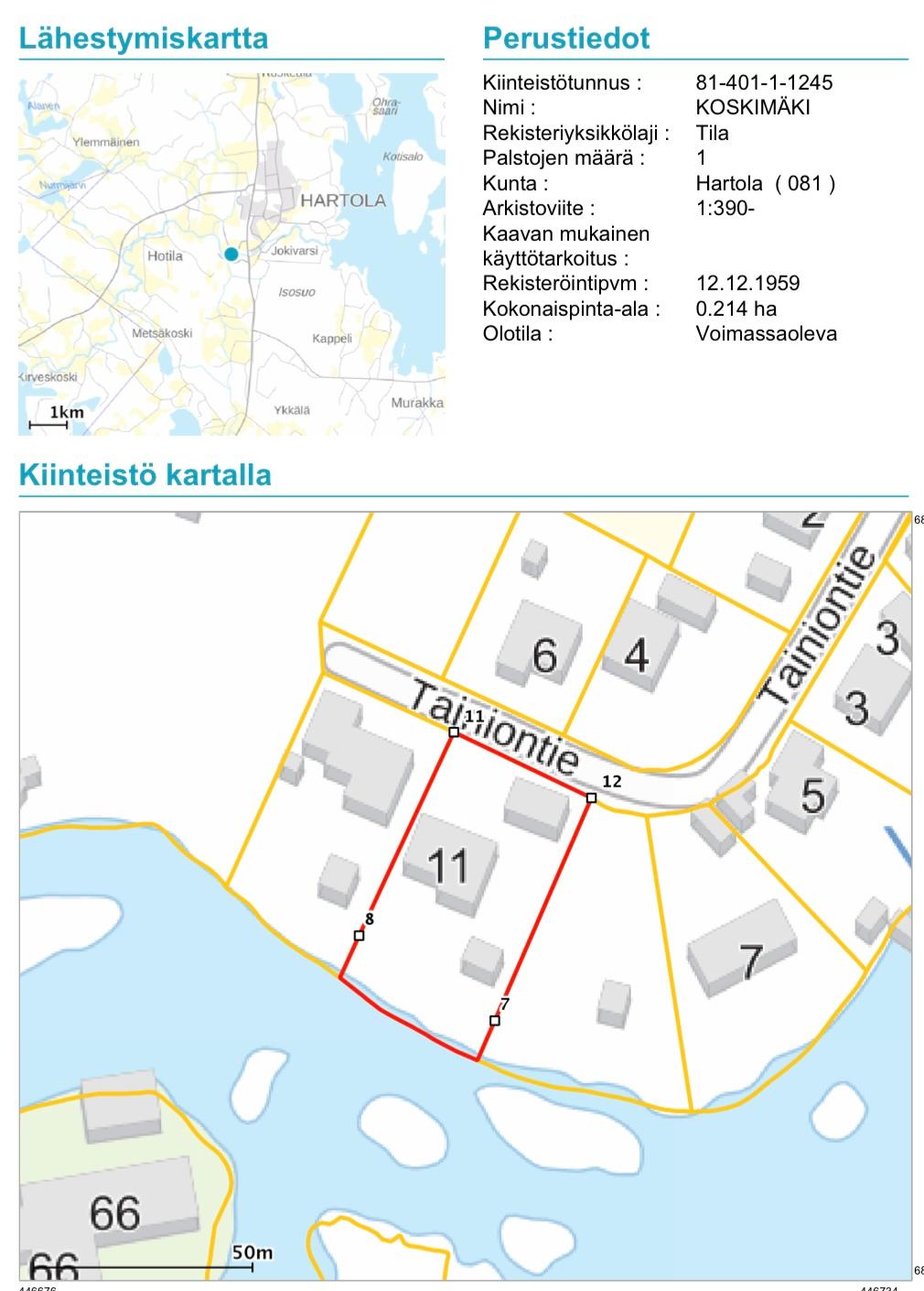 Tainiontie 11, Jokivarsi, Hartola
