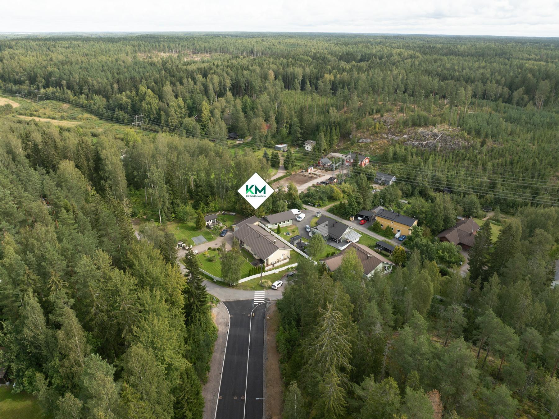 Kiinteistö ja sen ympäristöä ilmasta (vehreään aikaan)