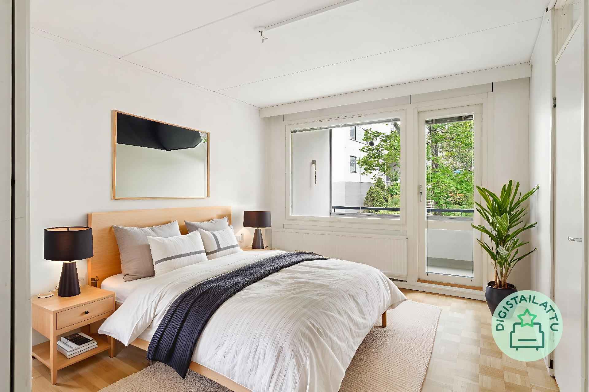 Digistailattu kuva makuuhuoneesta.