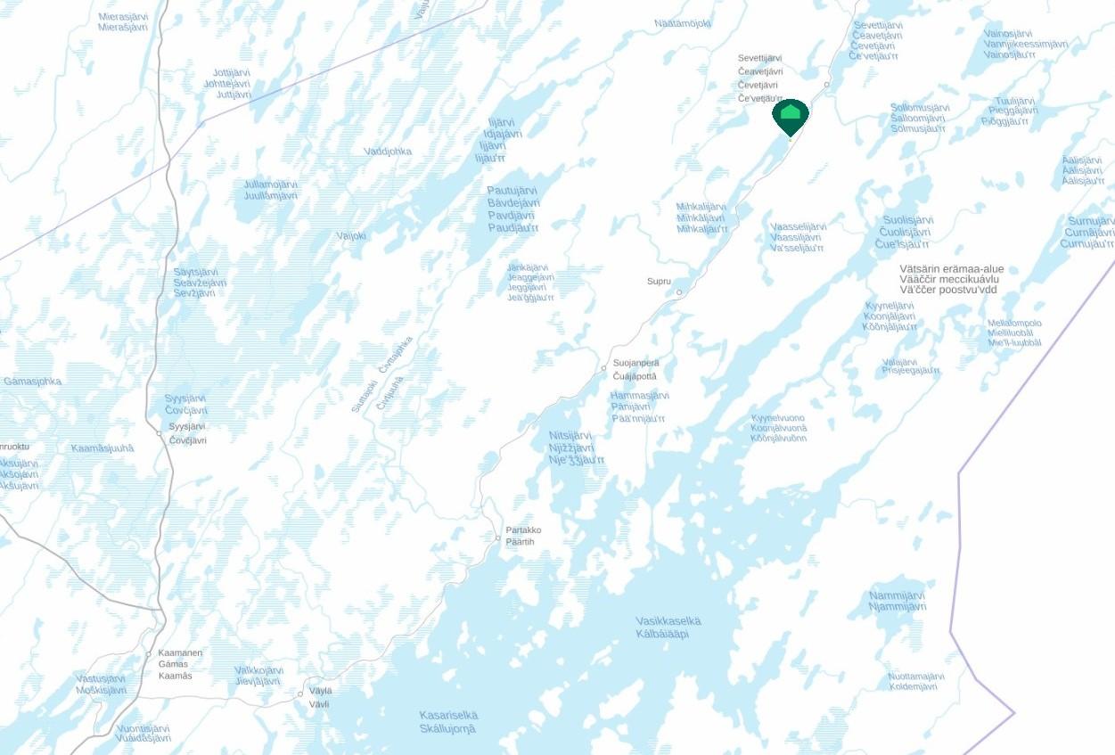 Sijainti lähellä Sevettijärven kylää