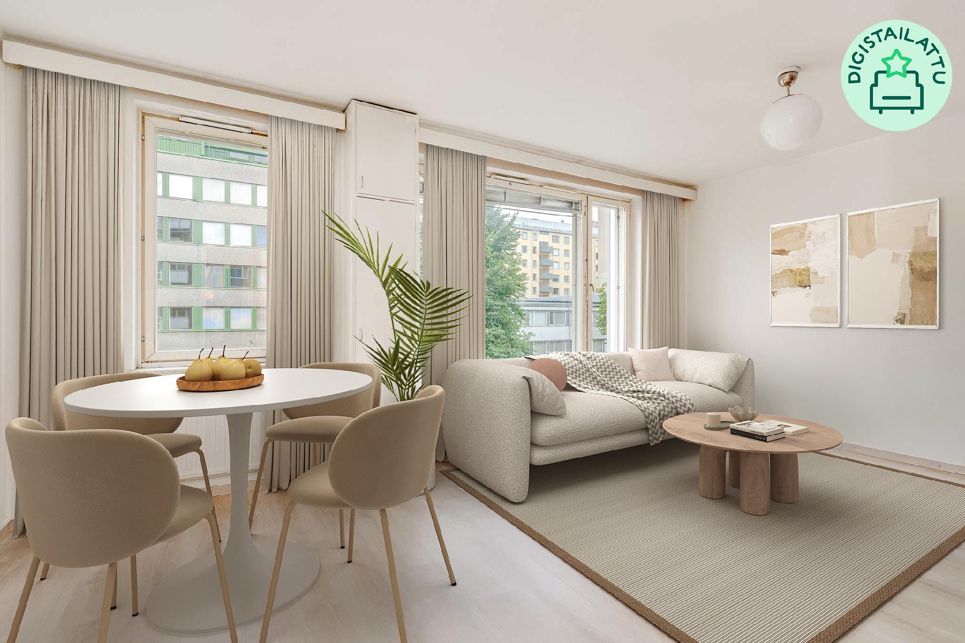 Olohuone, johon yhdistät helposti myös ruokailutilan.