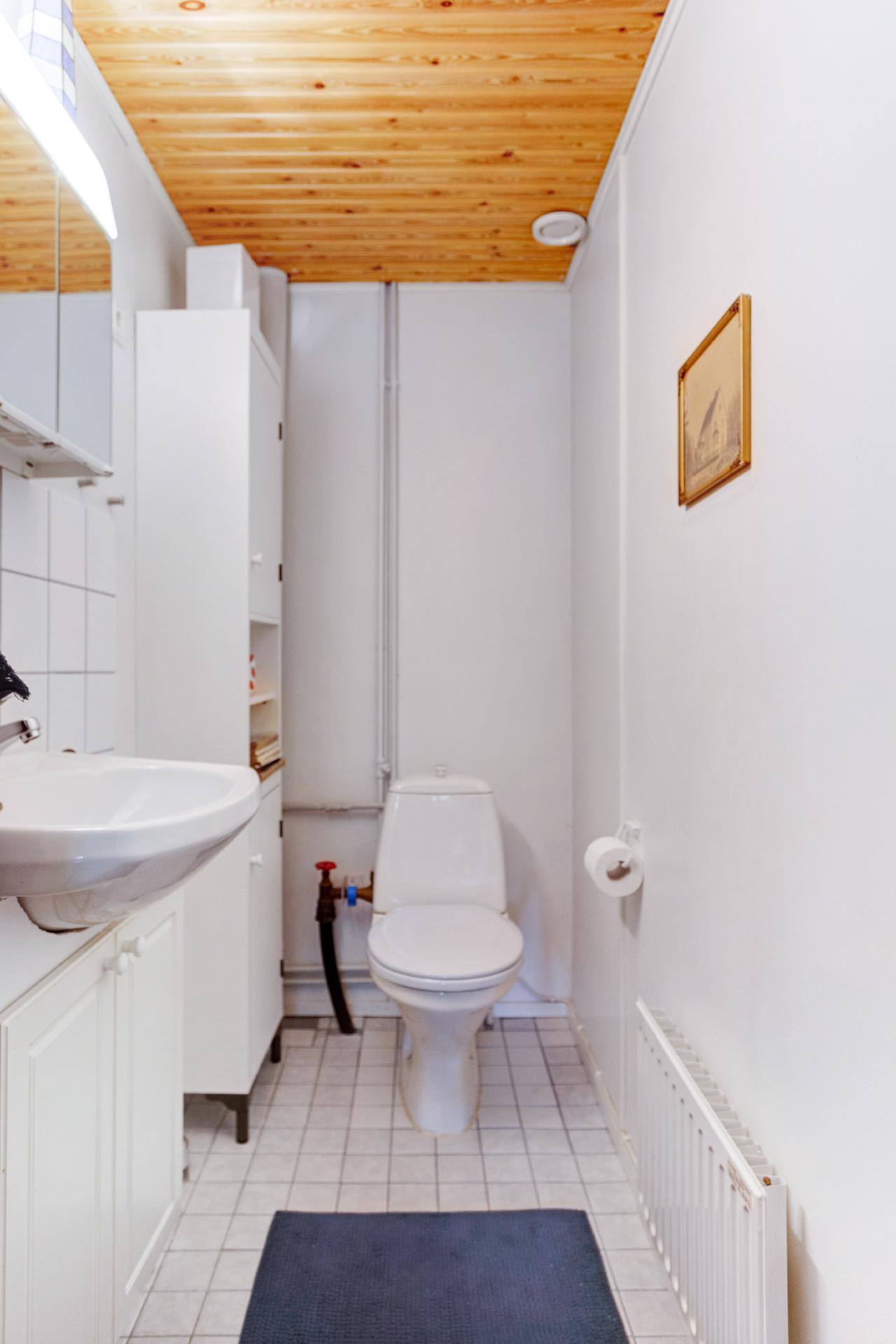 Kellarikerroksen erillinen wc.